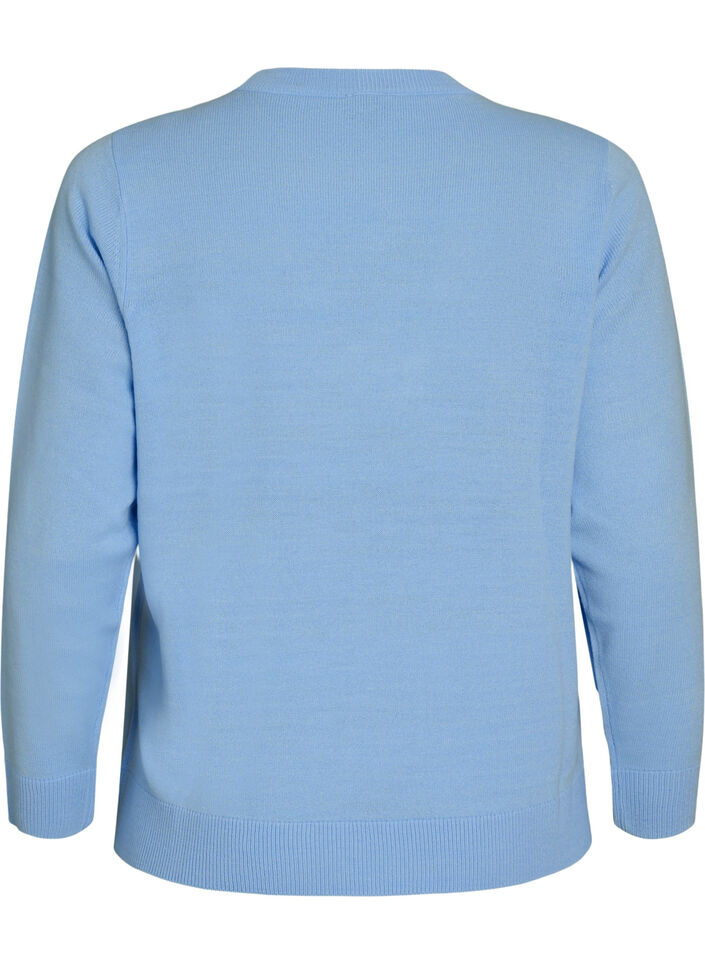 Strickbluse mit Weihnachtsmotiv, Blau, Packshot image number 1