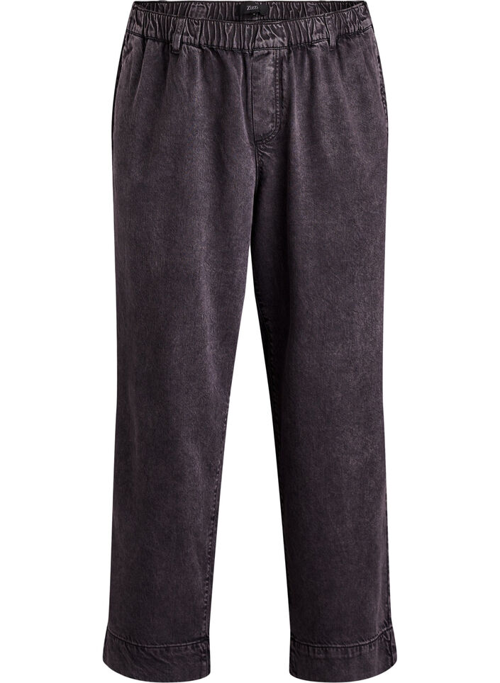 Weite Jeans mit elastischem Bund, Grau, Packshot image number 0