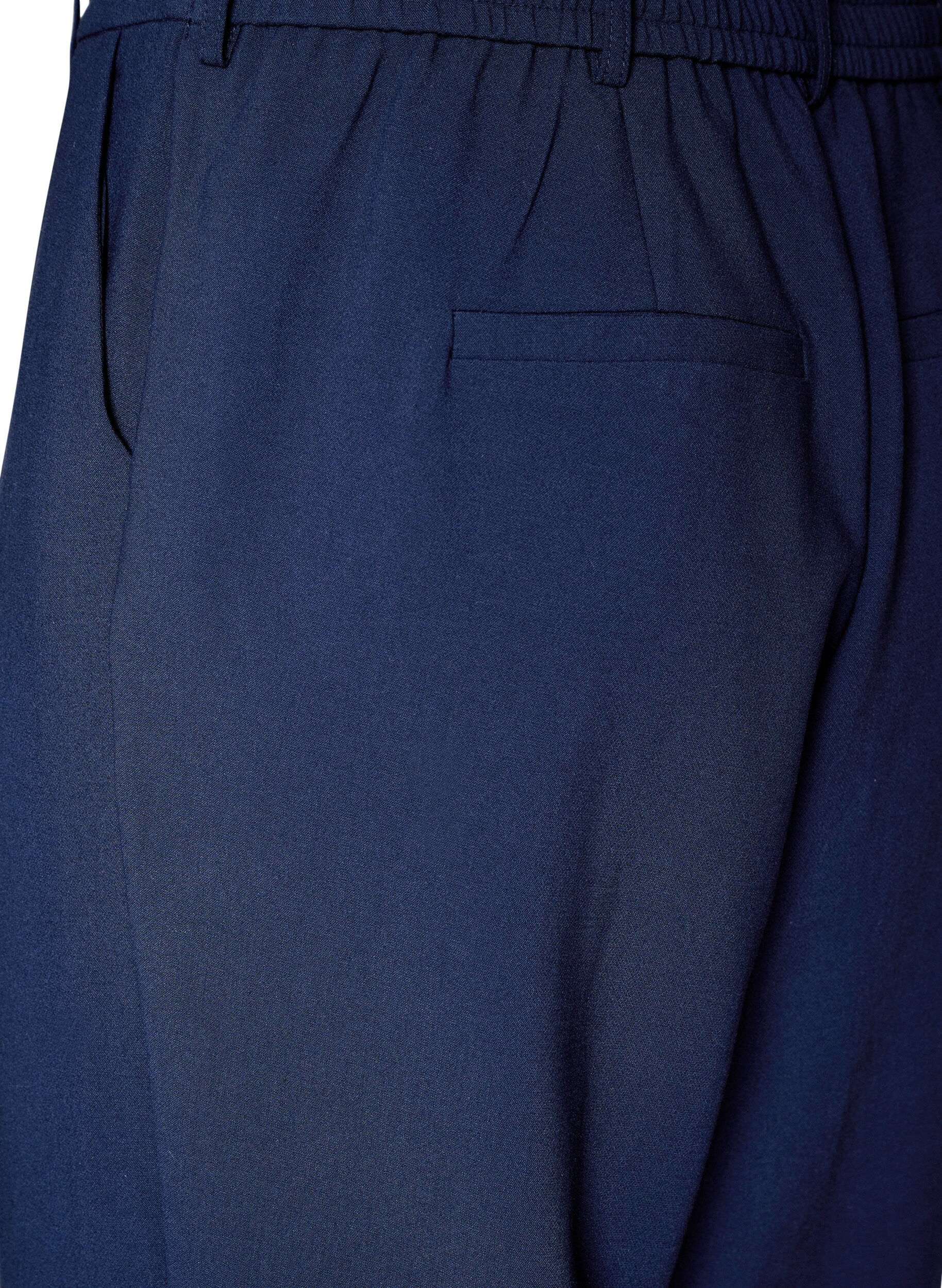 Zizzi Taillierte Hose mit hoher Taille und gerader Passform, Blau, Packshot image number 3