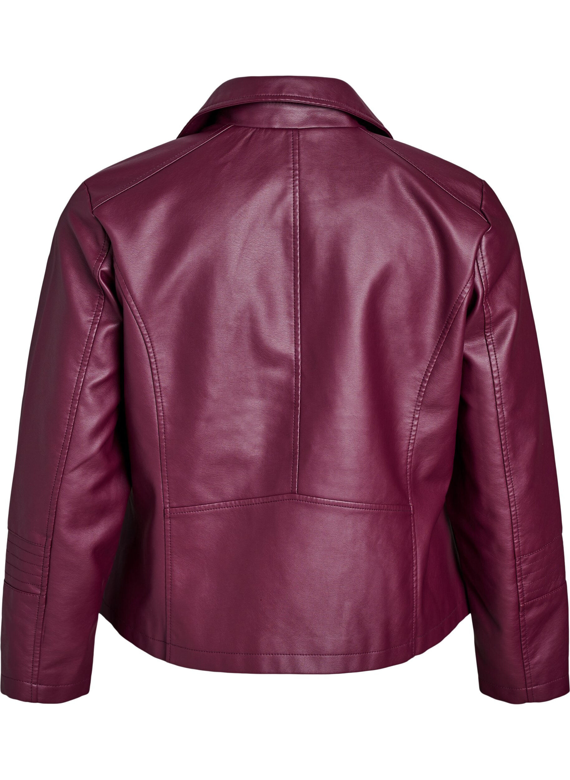 Zizzi Bikerjacke aus Kunstleder, Dunkles Bordeaux, Packshot image number 1