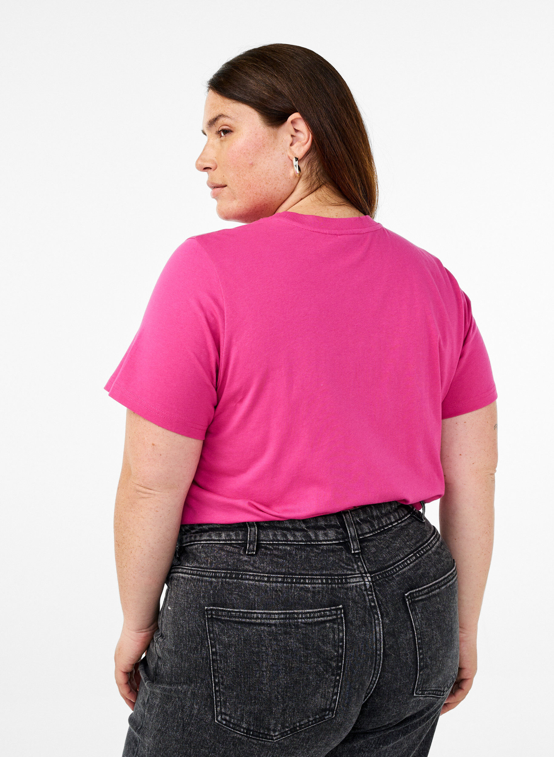 ZizziBasic-T-Shirt aus Baumwolle mit Rundhalsausschnitt, Rot, Model image number 2