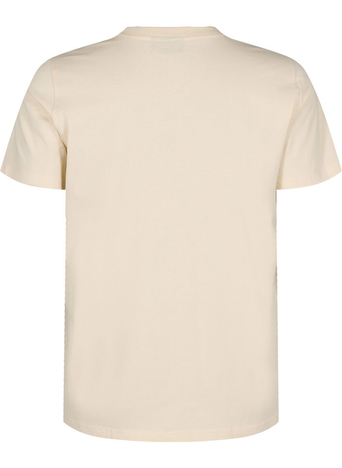 T-Shirt aus Baumwolle mit Print, Beige, Packshot image number 1