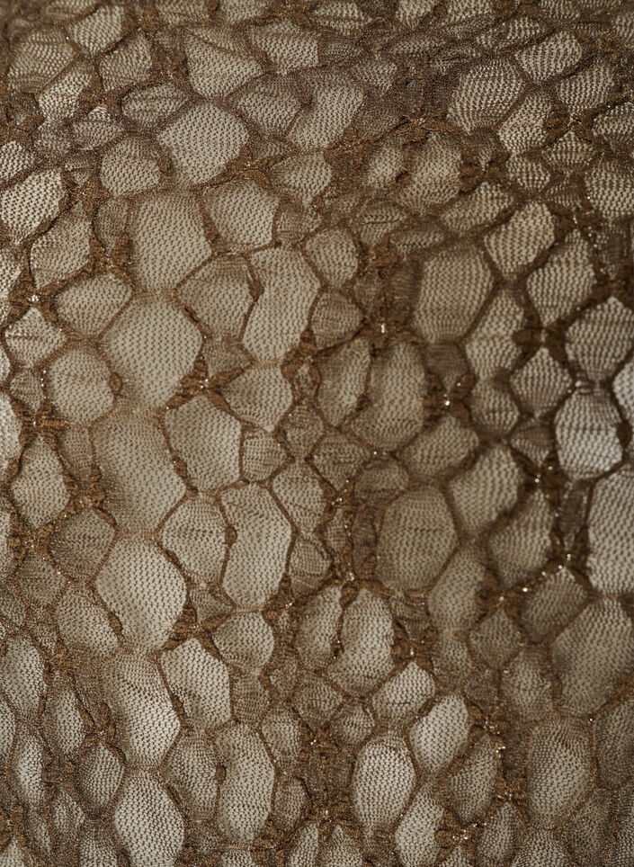 Bluse aus Mesh mit Muster und Glitzerfaden, Braun, Packshot image number 2