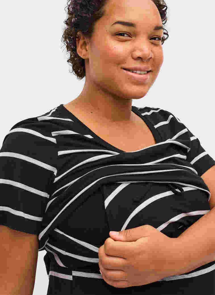 Gestreiftes Schwangerschaftskleid aus Viskose, Black Grey Stripe, Model image number 2