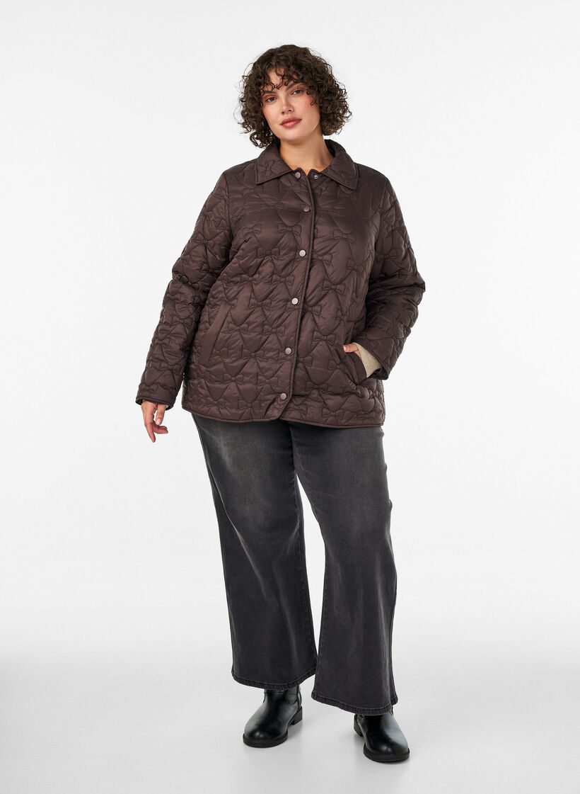 Leicht wattierte Jacke mit dekorativer Steppung, Braun, Model image number 1