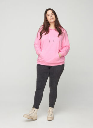 Sweatshirt mit Kapuze und Tasche, Prism Pink, Model image number 2