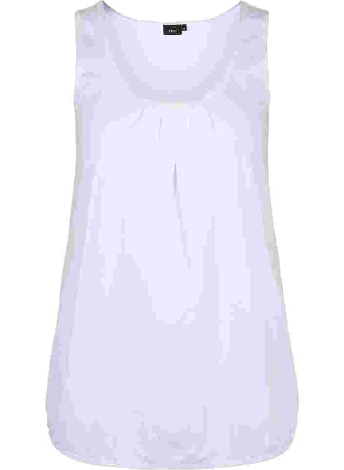 Baumwolltop mit Rundhalsausschnitt und Spitzensaum, Bright White, Packshot image number 0