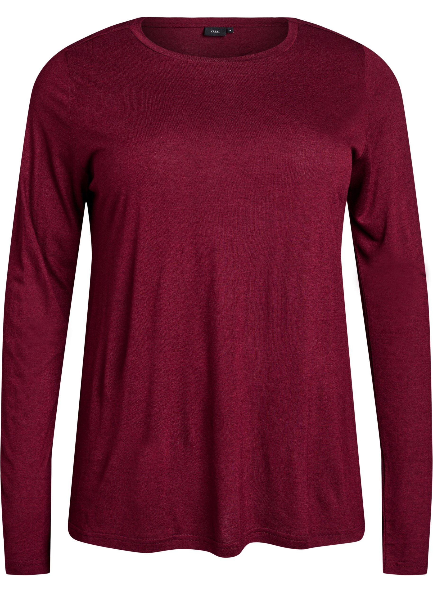 ZizziLang&auml;rmelige Bluse aus Wolle und Viskose, Dunkles Bordeaux, Packshot image number 0