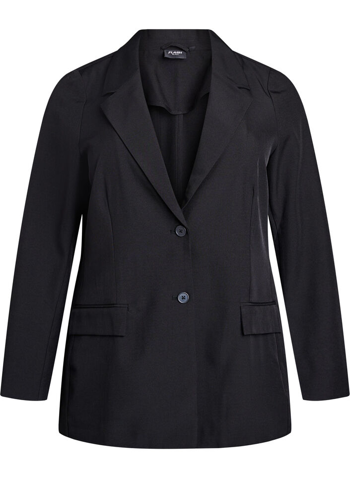 Blazer mit Taschen und Schlitzen, Schwarz, Packshot image number 0