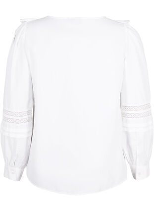 Bluse mit Ruffles und Lace Trim, Bright White, Packshot image number 1