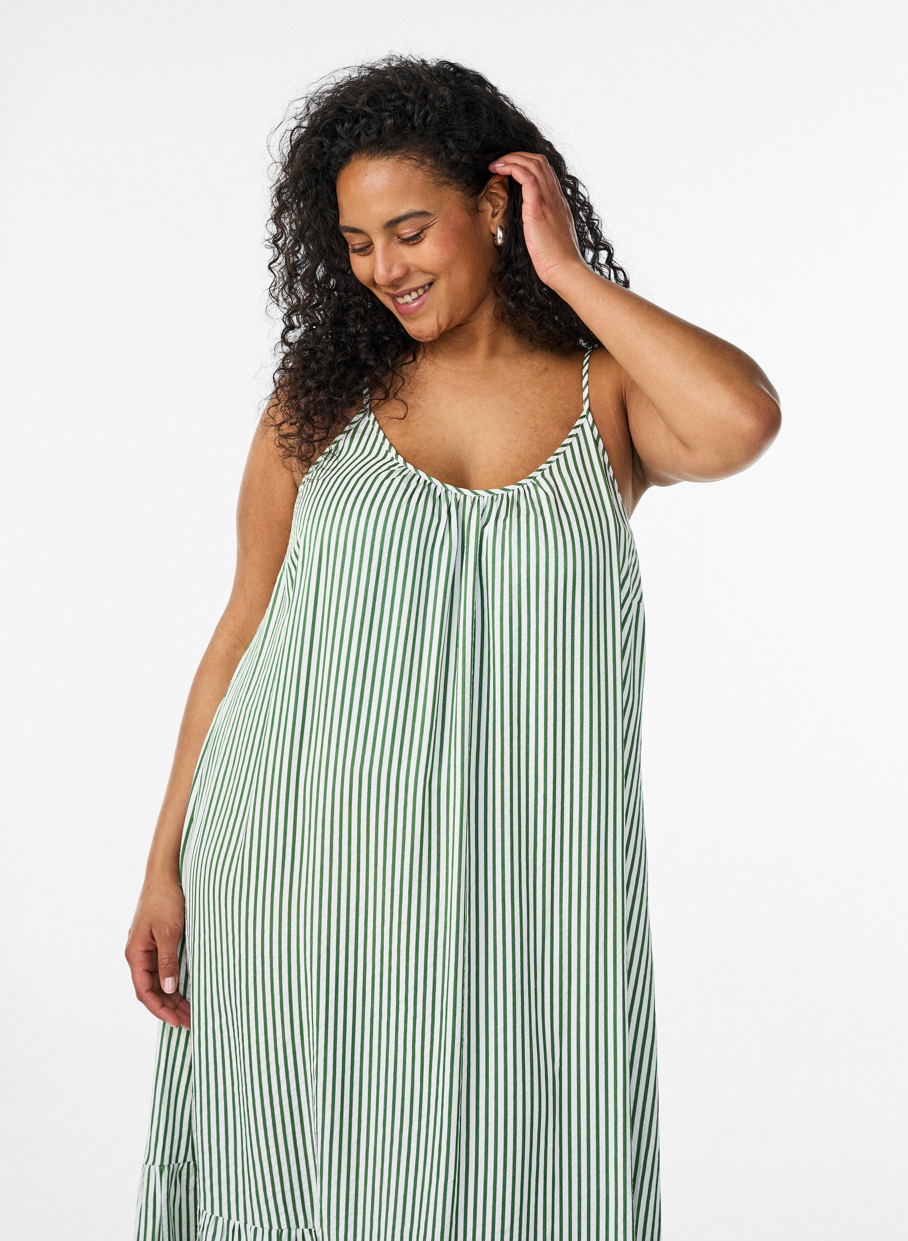 ZizziSommerkleid mit Streifen und A-Linie, Gr&uuml;n, Model image number 2