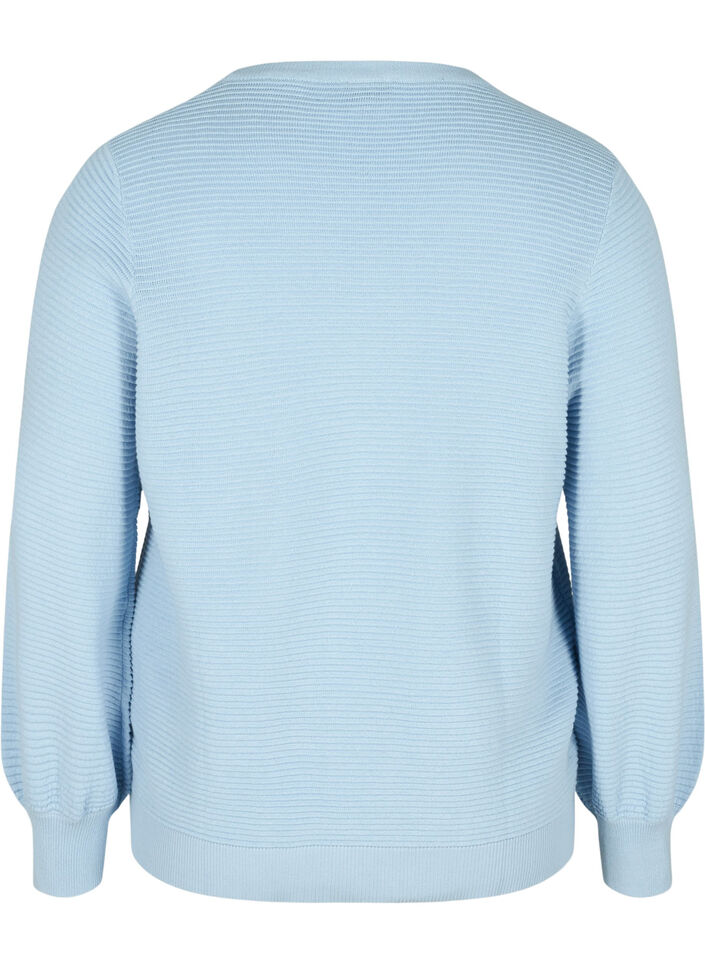 Langarm Strickbluse aus Bio-Baumwolle, Chambray Blue, Packshot image number 1