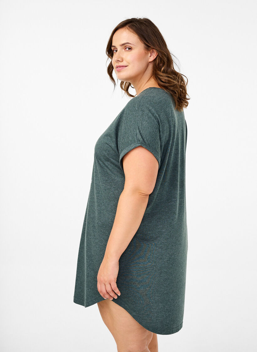 Kurzärmliges Nachthemd mit Textdruck, , Model image number 2