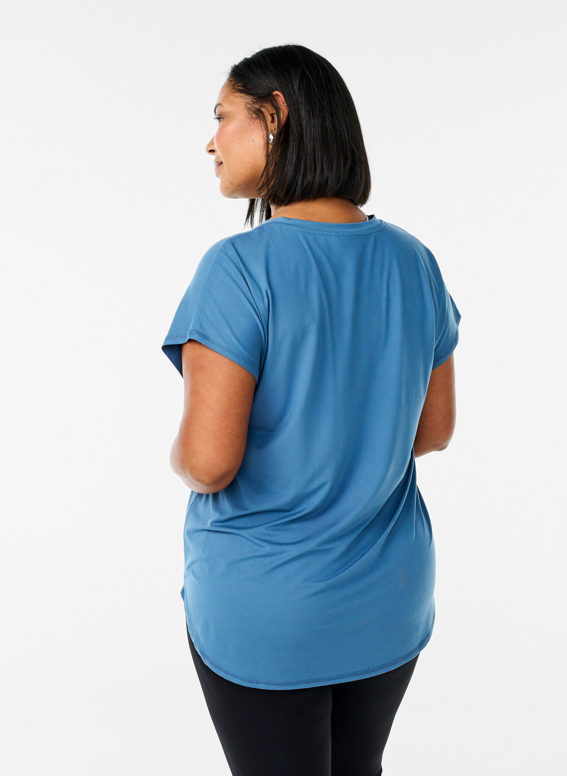 ZizziKurzarm Trainingsshirt mit V-Ausschnitt, Petrol, Model image number 2