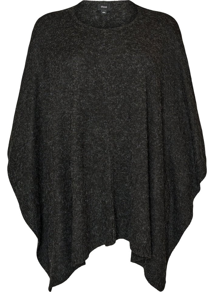 Strickponcho mit Rundhalsausschnitt, Grau, Packshot image number 0