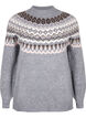 Gestrickter Pullover mit Muster und langen Ärmeln, Medium Grey Comb, Packshot image number 0