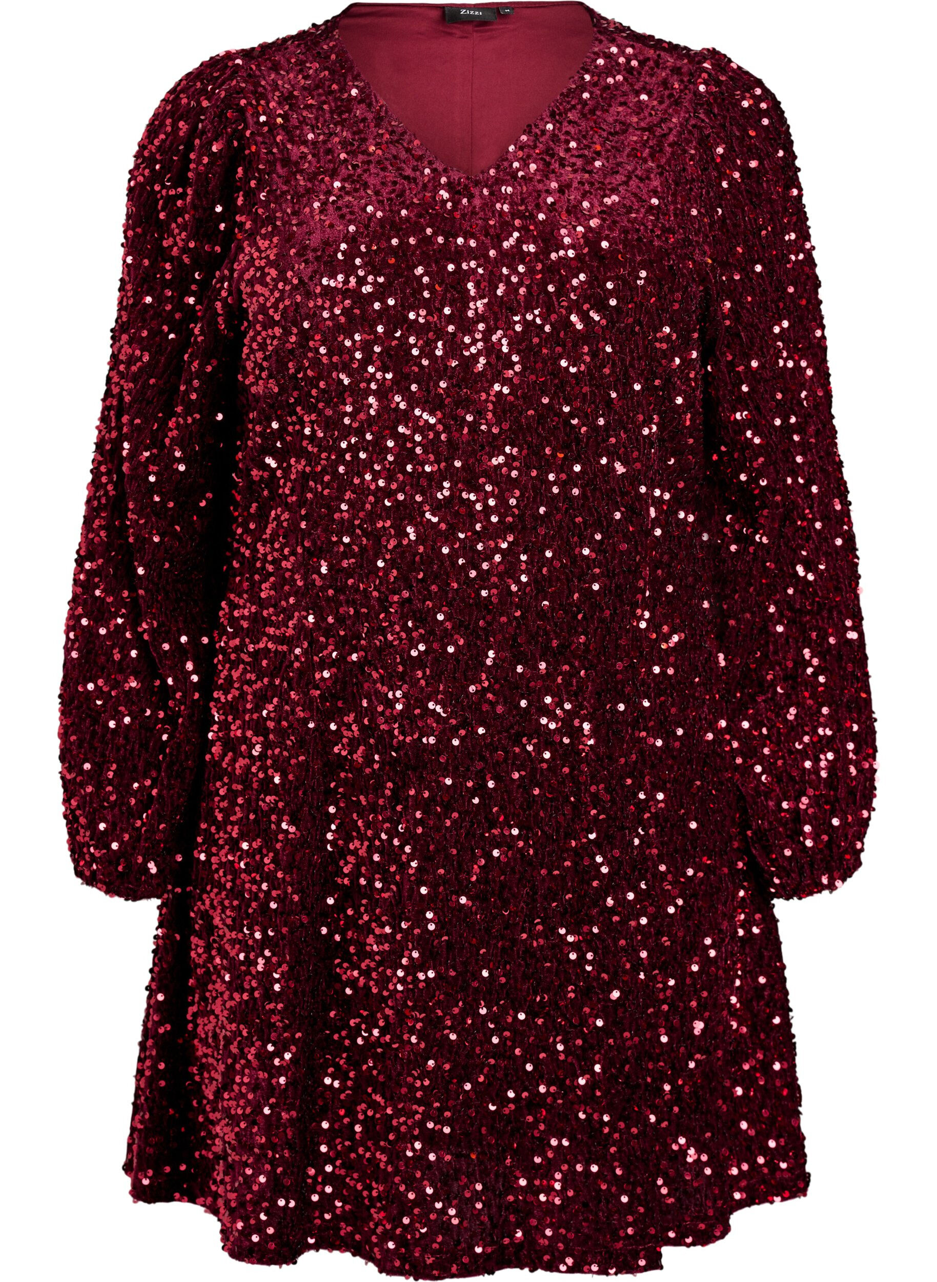 ZizziKurzes A-Linien-Pailletten-Kleid, Rot, Packshot image number 0