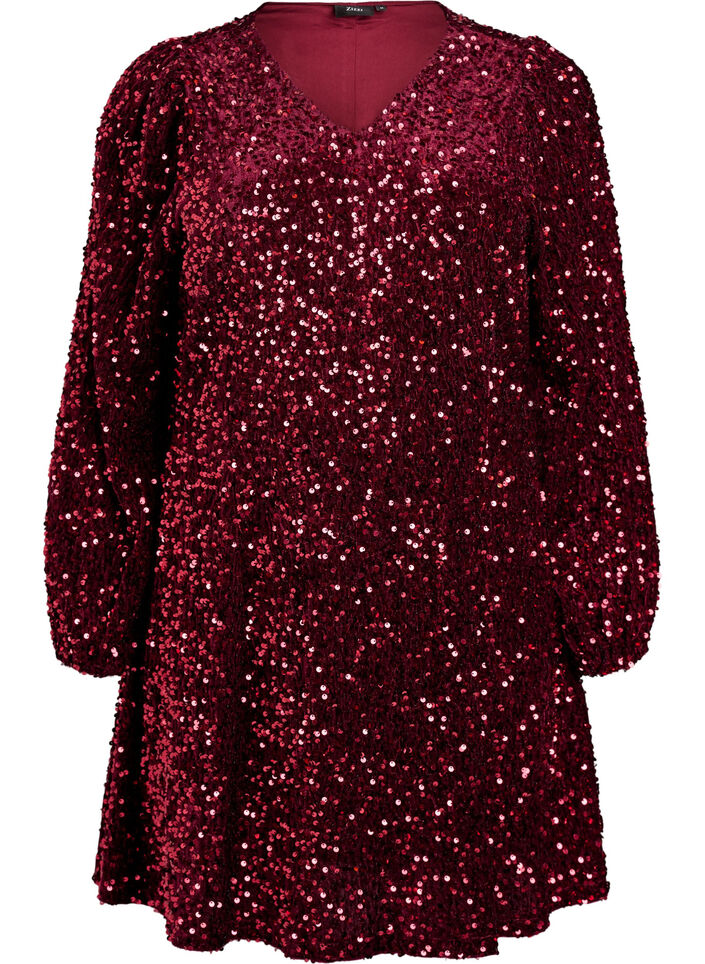 Kurzes A-Linien-Pailletten-Kleid, Rot, Packshot image number 0