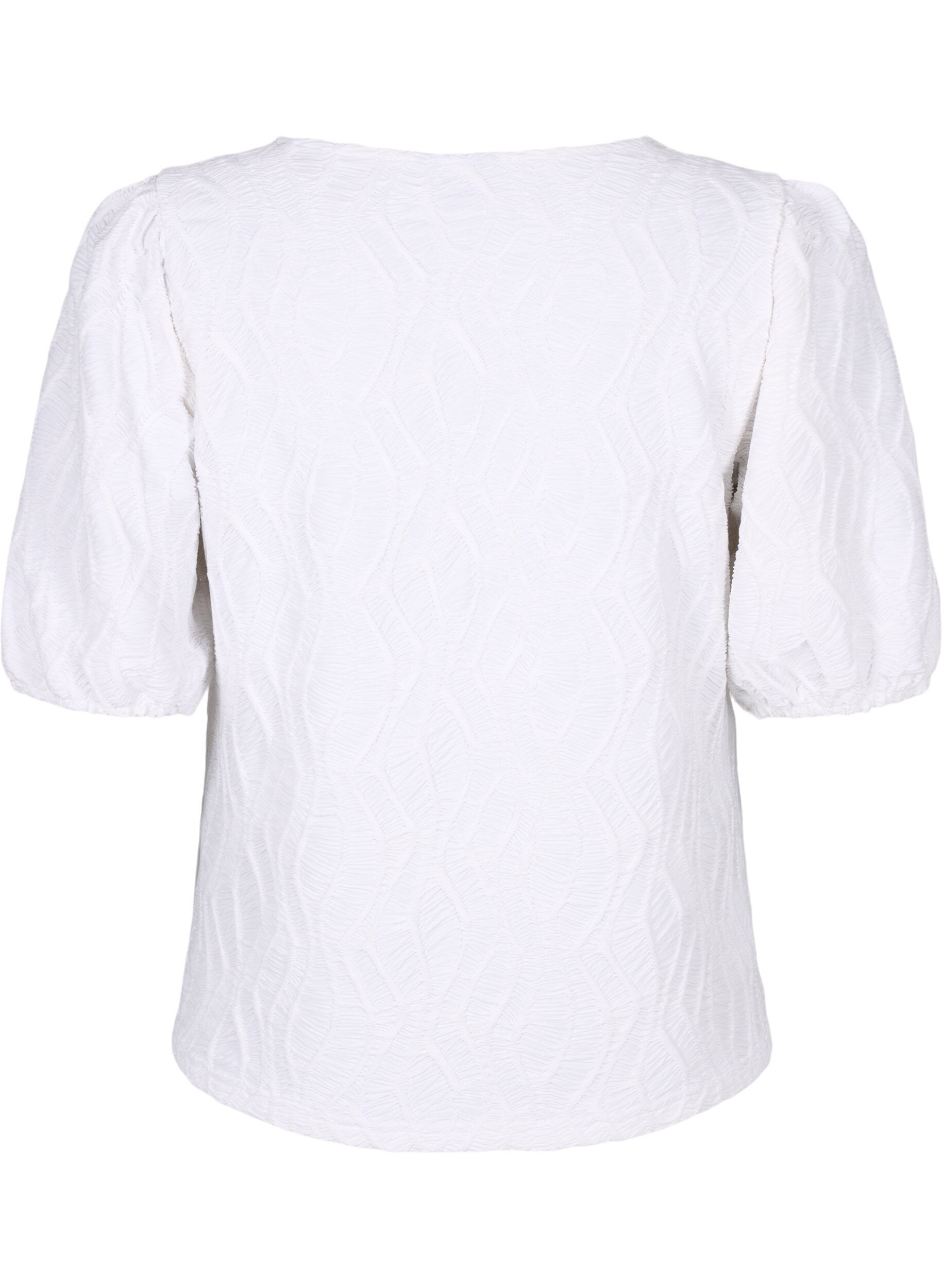 Zizzi Strukturierte Bluse mit kurzen &Auml;rmeln, Bright White, Packshot image number 1
