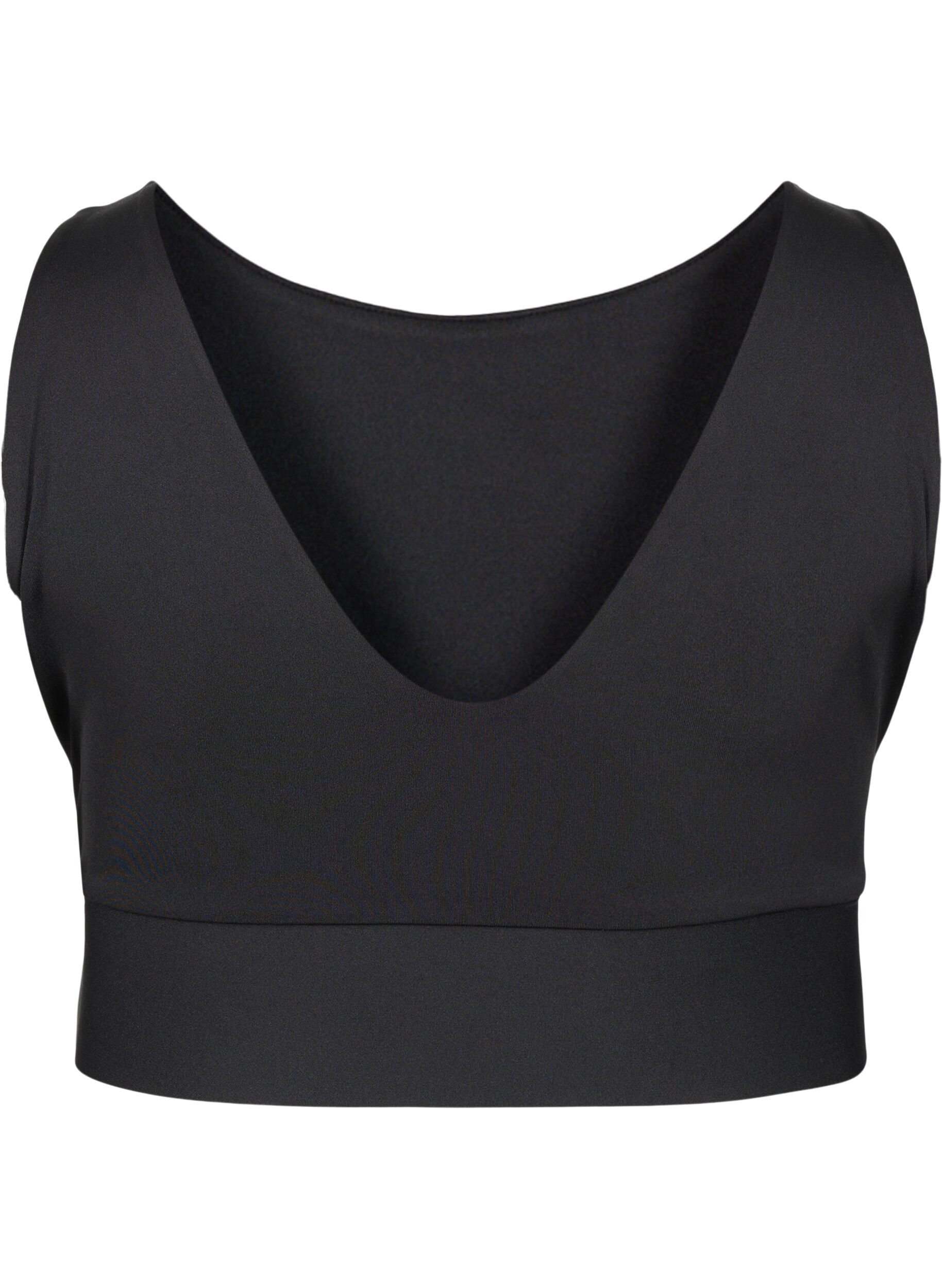 Zizzi CORE, MID SUPPORT SPORTS BRA - Sport-BH mit V-R&uuml;cken, Black, Packshot image number 1