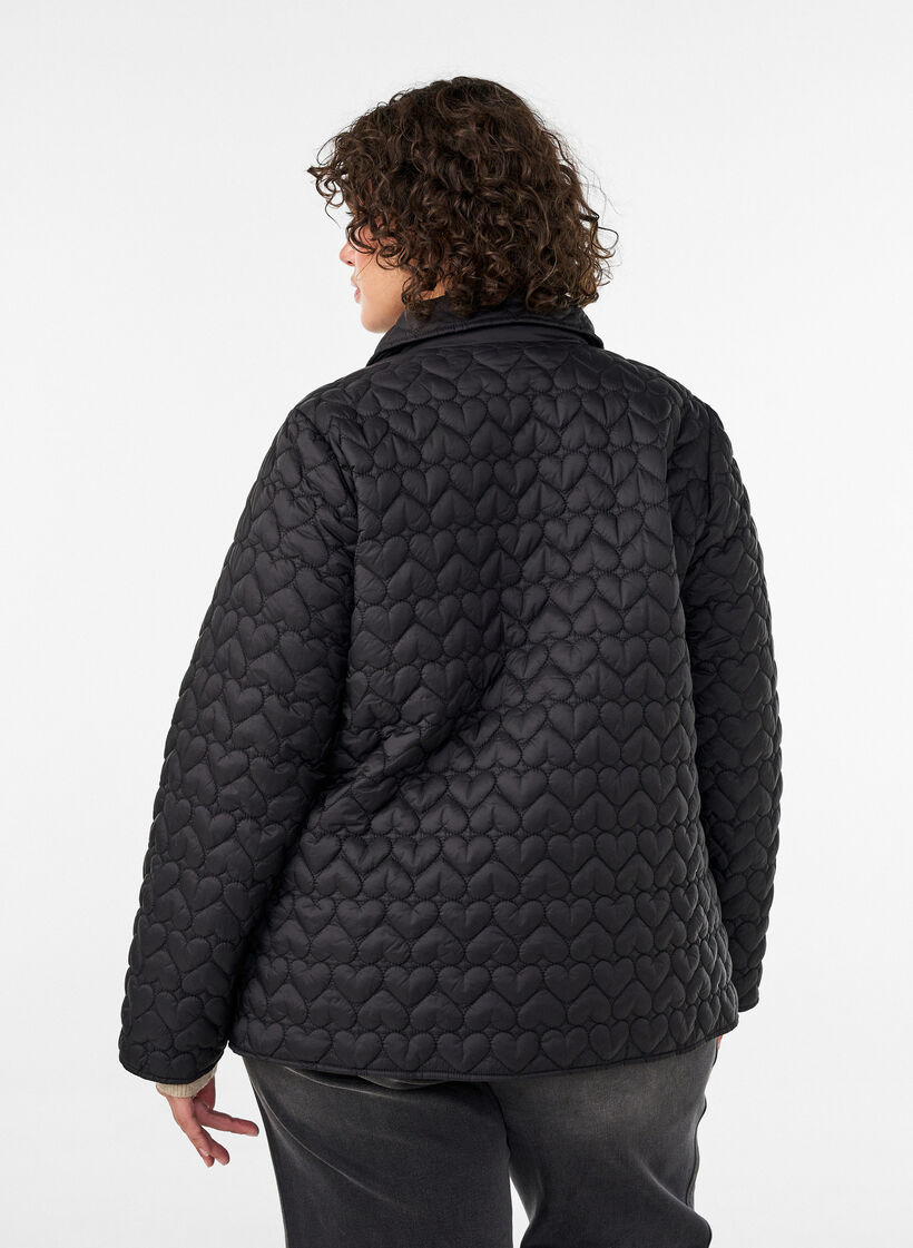 Leicht wattierte Jacke mit dekorativer Steppung, Schwarz, Model image number 2