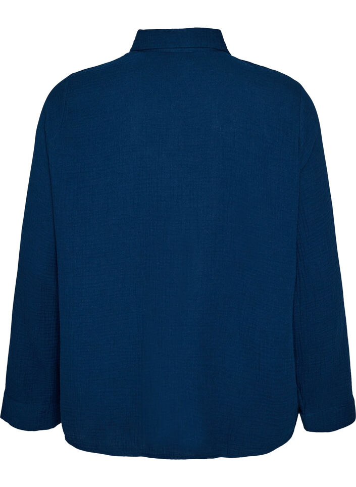 Nachthemd aus Baumwoll-Musselin mit langen &Auml;rmeln, Blau, Packshot image number 1