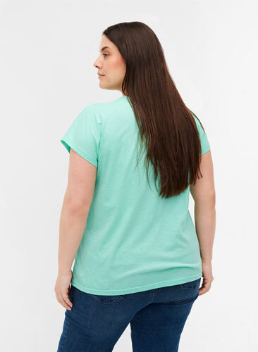 T-Shirt aus Baumwolle mit Printdetails, Cabbage FLOWER, Model image number 1