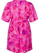 Knielanges Kleid mit Blumenprint und Wickeloptik, Pink Rose AOP, Packshot image number 1