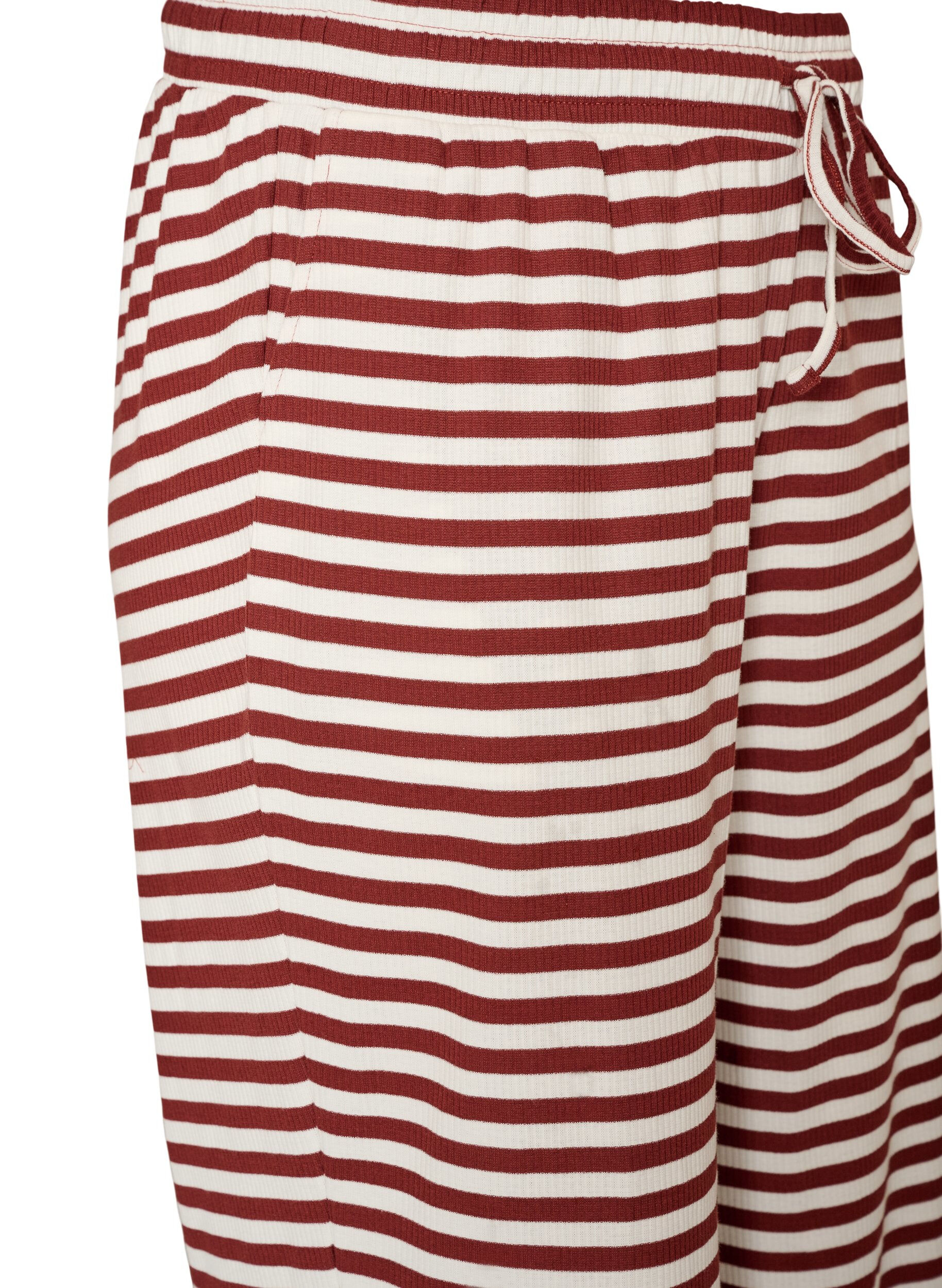 ZizziGestreifte Schlafanzughose mit hoher Taille und weiten Beinen, Rot, Packshot image number 2