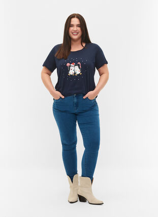 Weihnachts-T-Shirt aus Baumwolle, Navy Blazer Penguin, Model image number 2