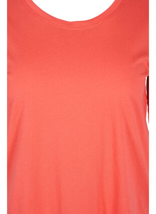 T-Shirt aus Baumwolle mit Ärmeln in Ellbogenlänge, Hot Coral, Packshot image number 2
