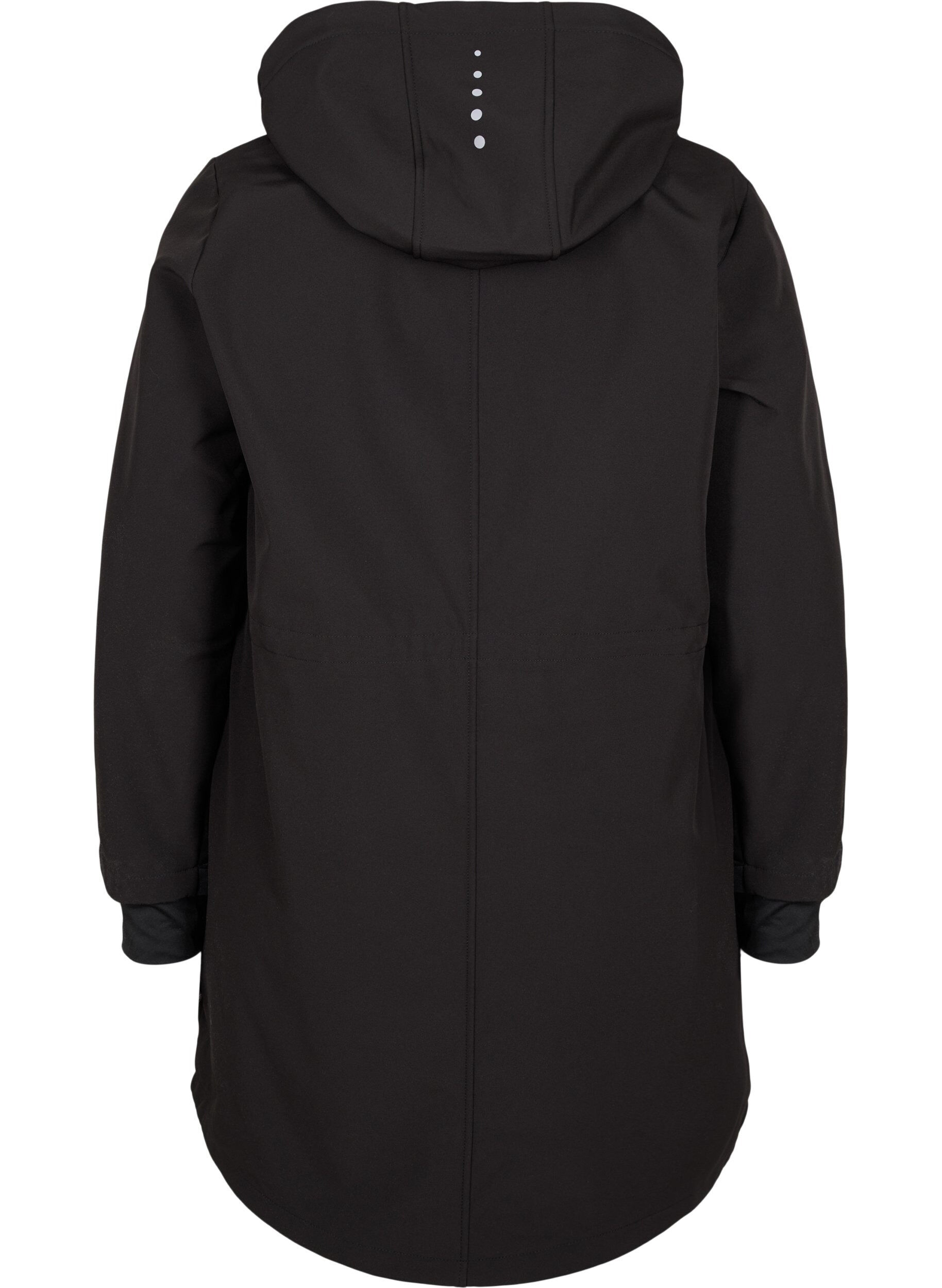 Zizzi Softshell-Jacke mit Fleece, Black Solid, Packshot image number 1