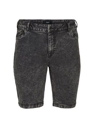 Denim Shorts mit hoher Taille, Grey Denim, Packshot image number 0