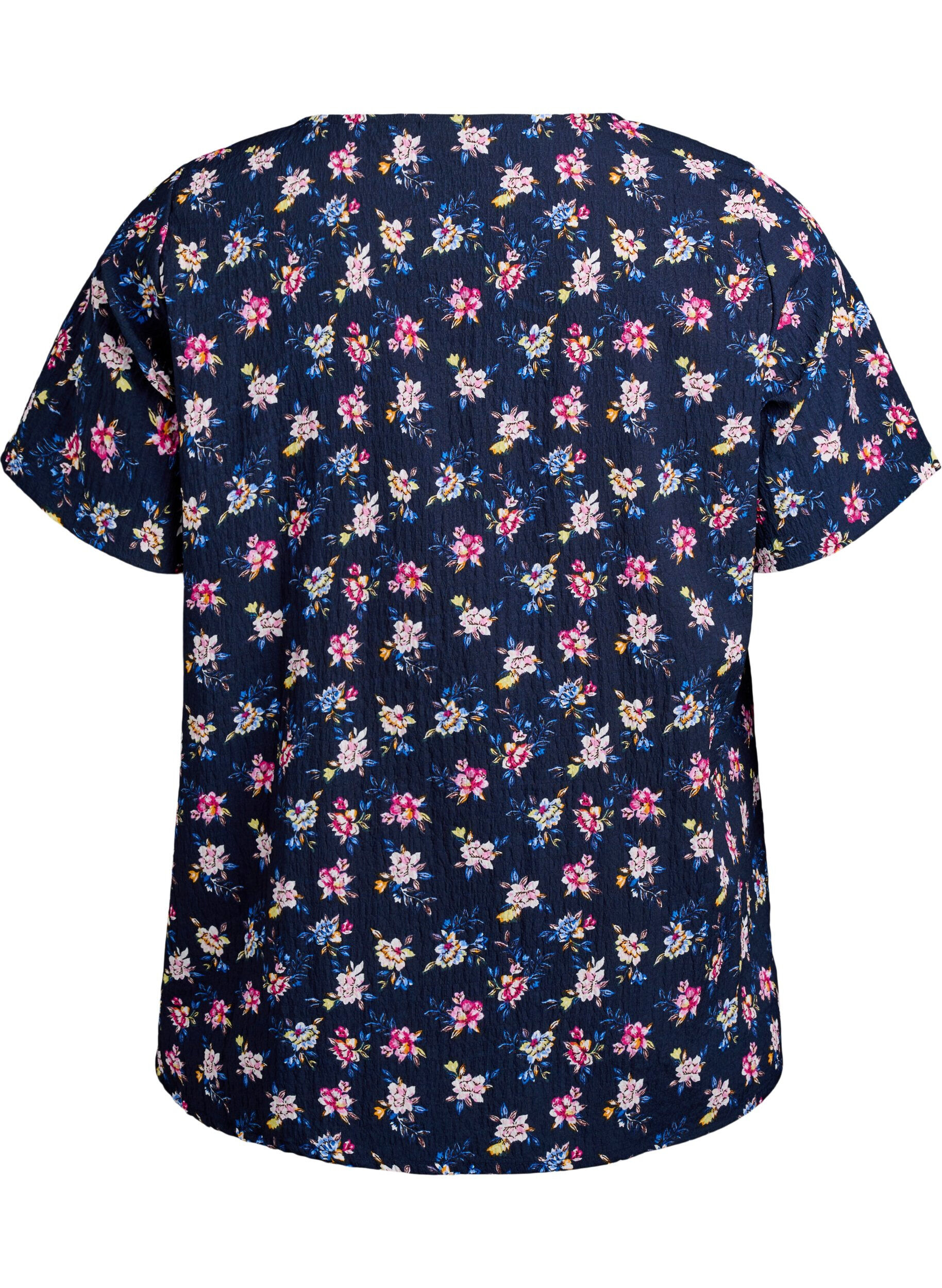 Zizzi FLASH - Bluse mit Struktur und kurzen &Auml;rmeln, Blau, Packshot image number 1