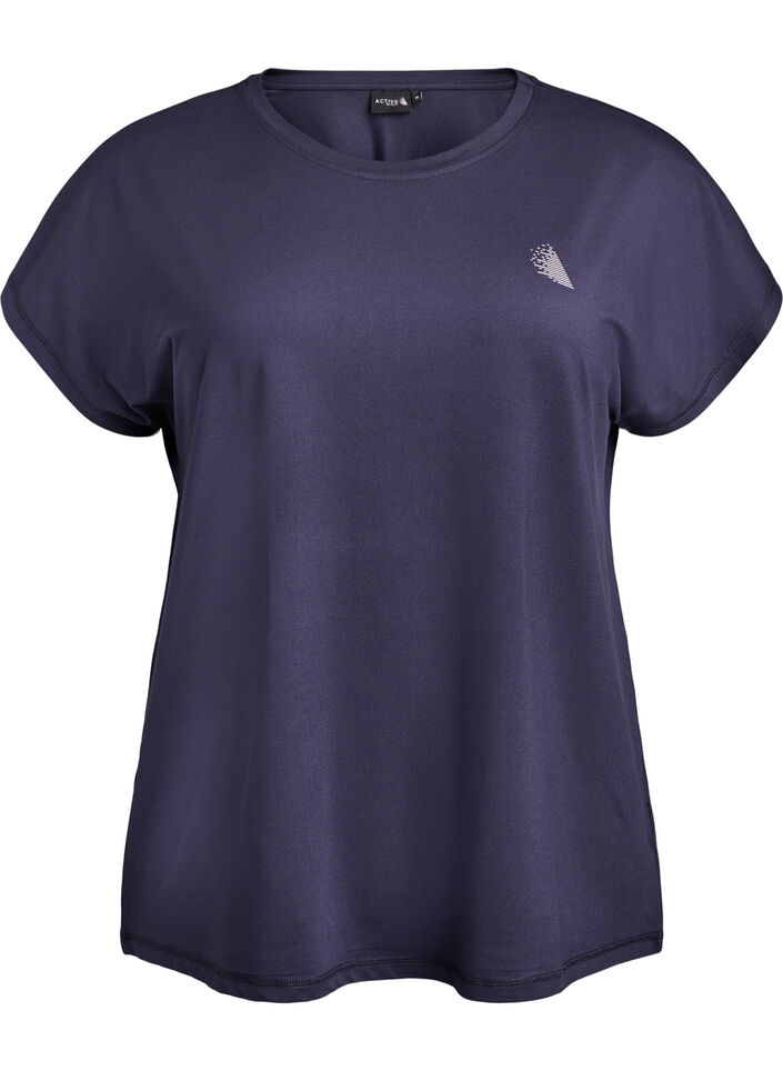 Einfarbiges Trainings-T-Shirt, Blau, Packshot image number 0