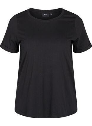 Basic-T-Shirt aus Baumwolle, Black, Packshot image number 0