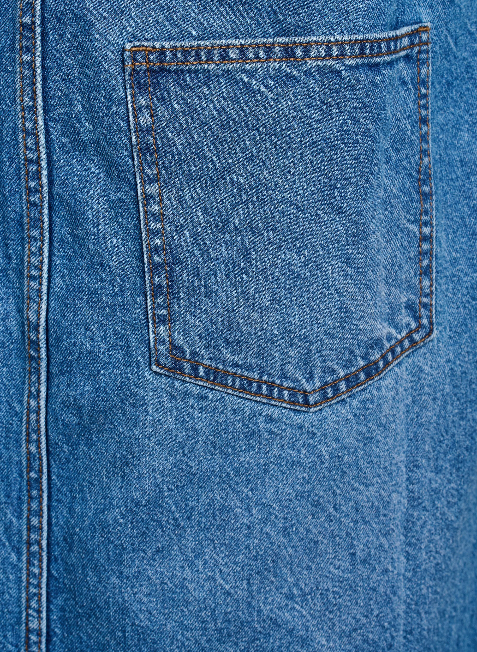 Zizzi Midi-Latzkleid aus Denim, Blau, Packshot image number 3