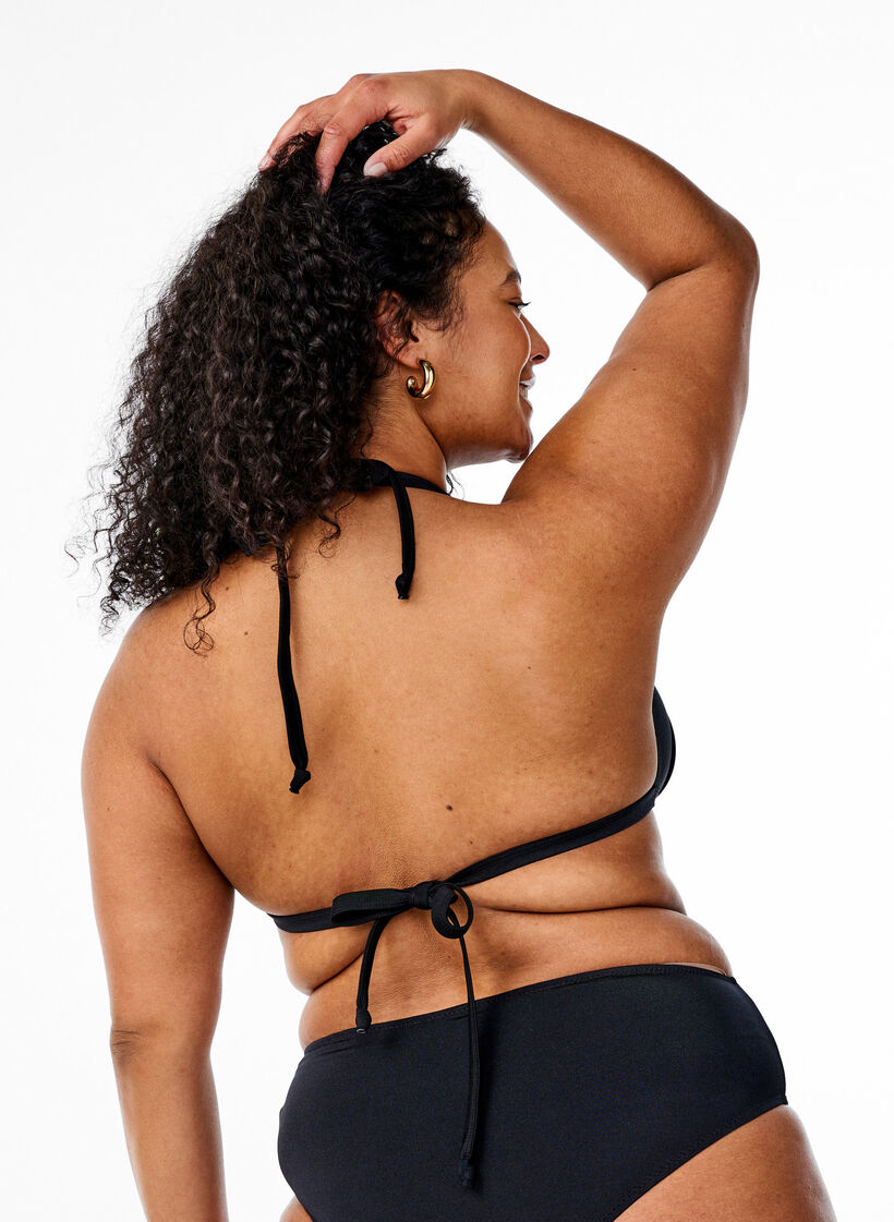 Einfarbiges Triangel-Bikinioberteil, Schwarz, Model image number 1