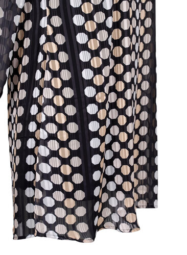 Langärmliges Kleid mit V-Ausschnitt und Druck, Black Dots AOP, Packshot image number 3