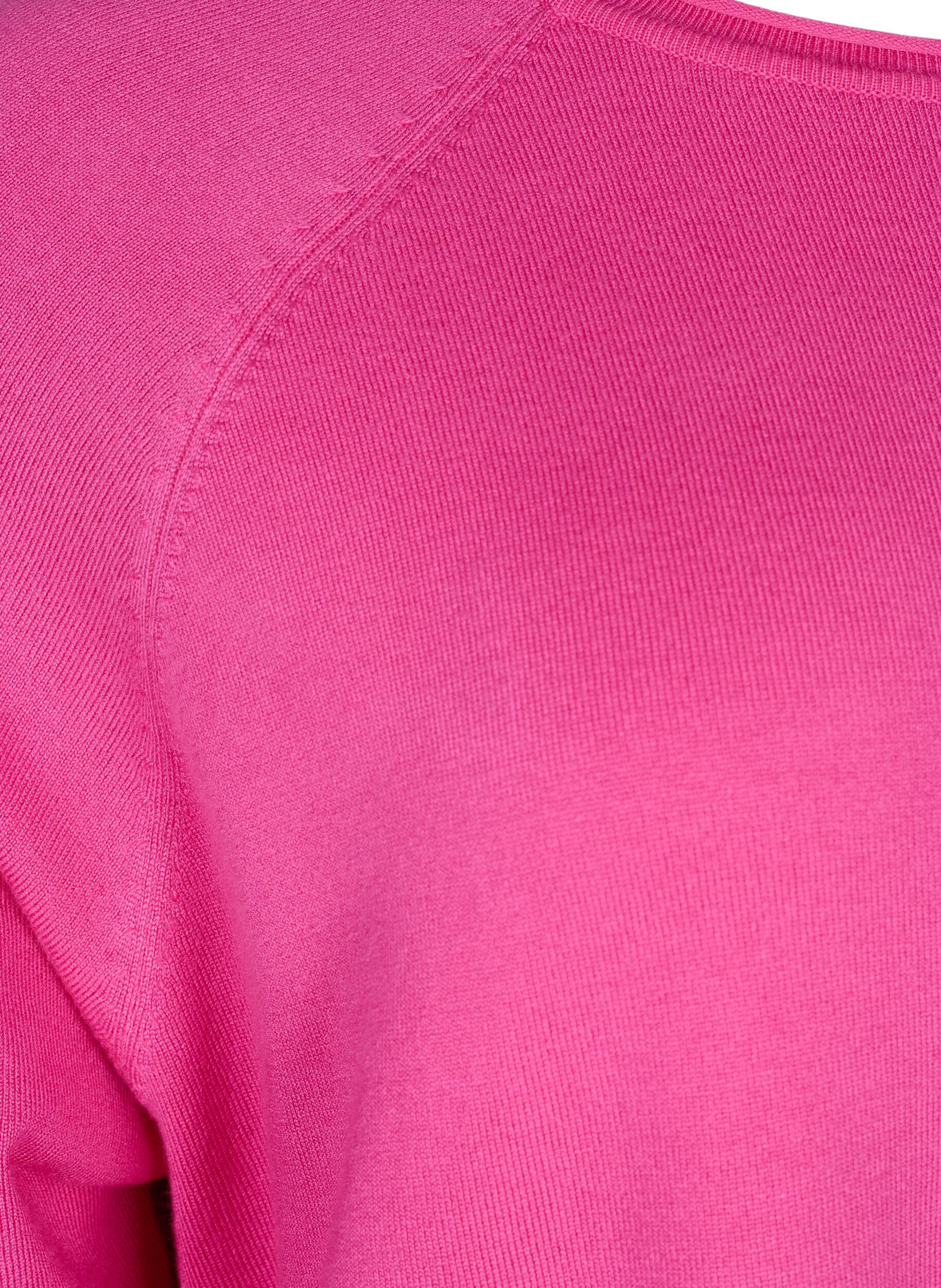 Zizzi Strickbluse aus Viskose mit 3/4-&Auml;rmeln, Raspberry Rose, Packshot image number 2