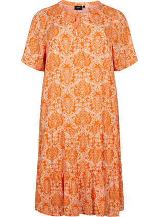Kurzärmliges Viskose-Kleid mit Aufdruck, Exuberance Oriental, Packshot image number 0
