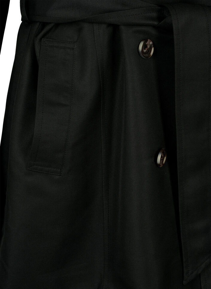 Kurzer Trenchcoat mit Gürtel, Schwarz, Packshot image number 3