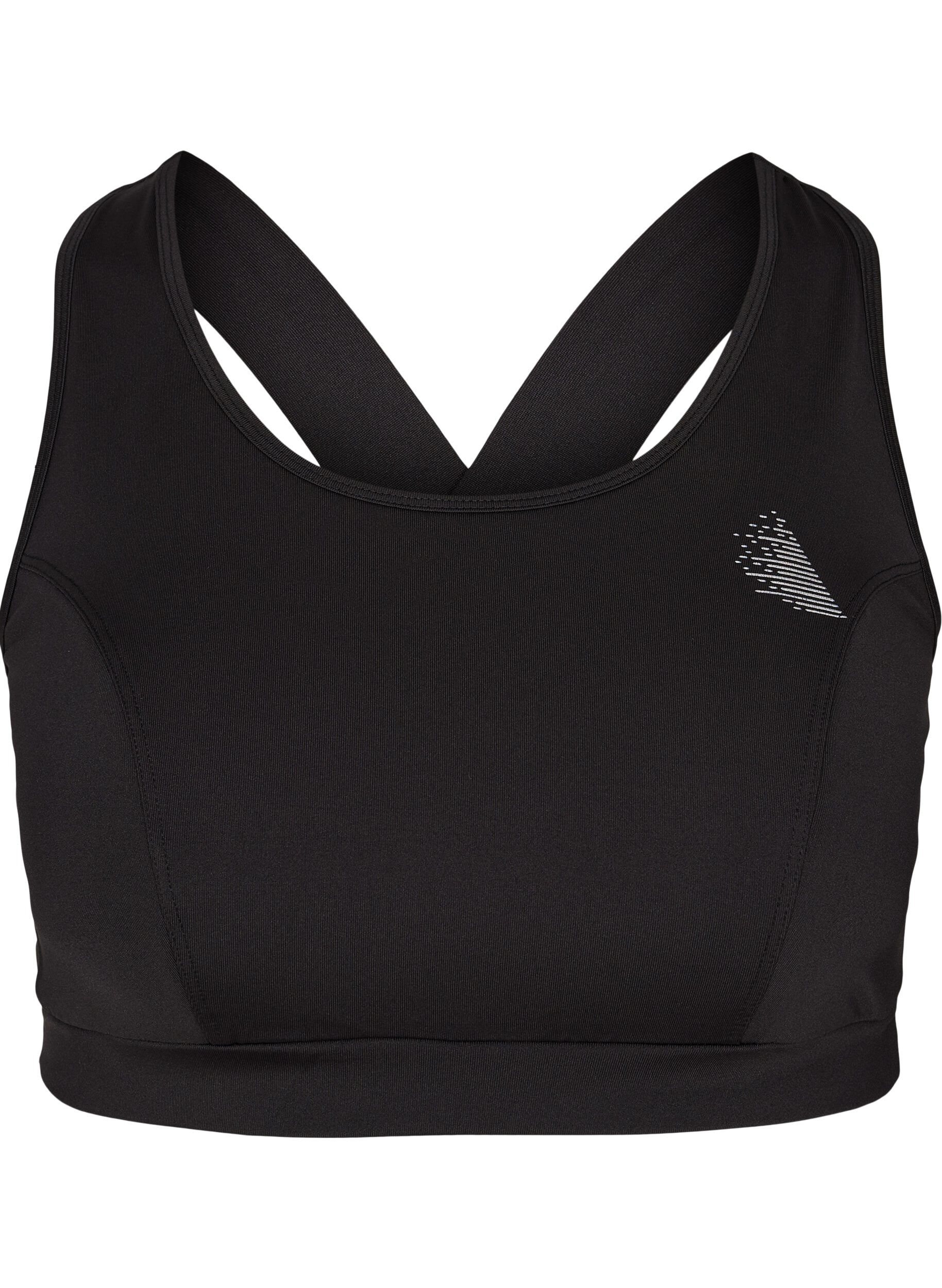 Zizzi Einfarbiges Sporttop mit Kreuzr&uuml;cken, Black, Packshot image number 0