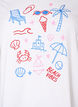 T-Shirt aus Bio-Baumwolle mit Strand-Print, Wei&szlig;, Packshot image number 2