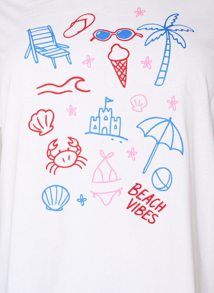 T-Shirt aus Bio-Baumwolle mit Strand-Print, Wei&szlig;, Packshot image number 2