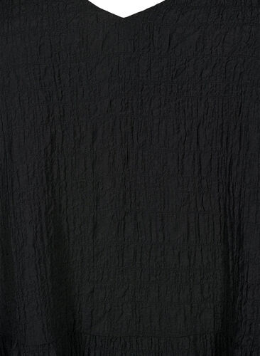 A-förmiges kurzes Kleid mit V-Ausschnitt, Black, Packshot image number 2