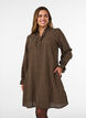 Kariertes Kleid aus Baumwolle mit R&uuml;schendetails, Braun, Model image number 0
