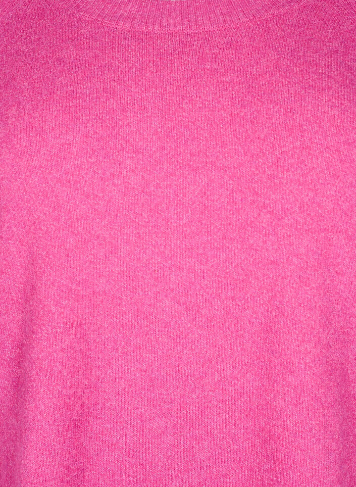 Lange Strickbluse mit Knopfdetail an der Seite, Raspberry Rose Mel., Packshot image number 2
