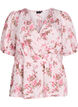 Geblümte Bluse mit kurzen Ärmeln und geraffter Taille, Pink, Packshot image number 0