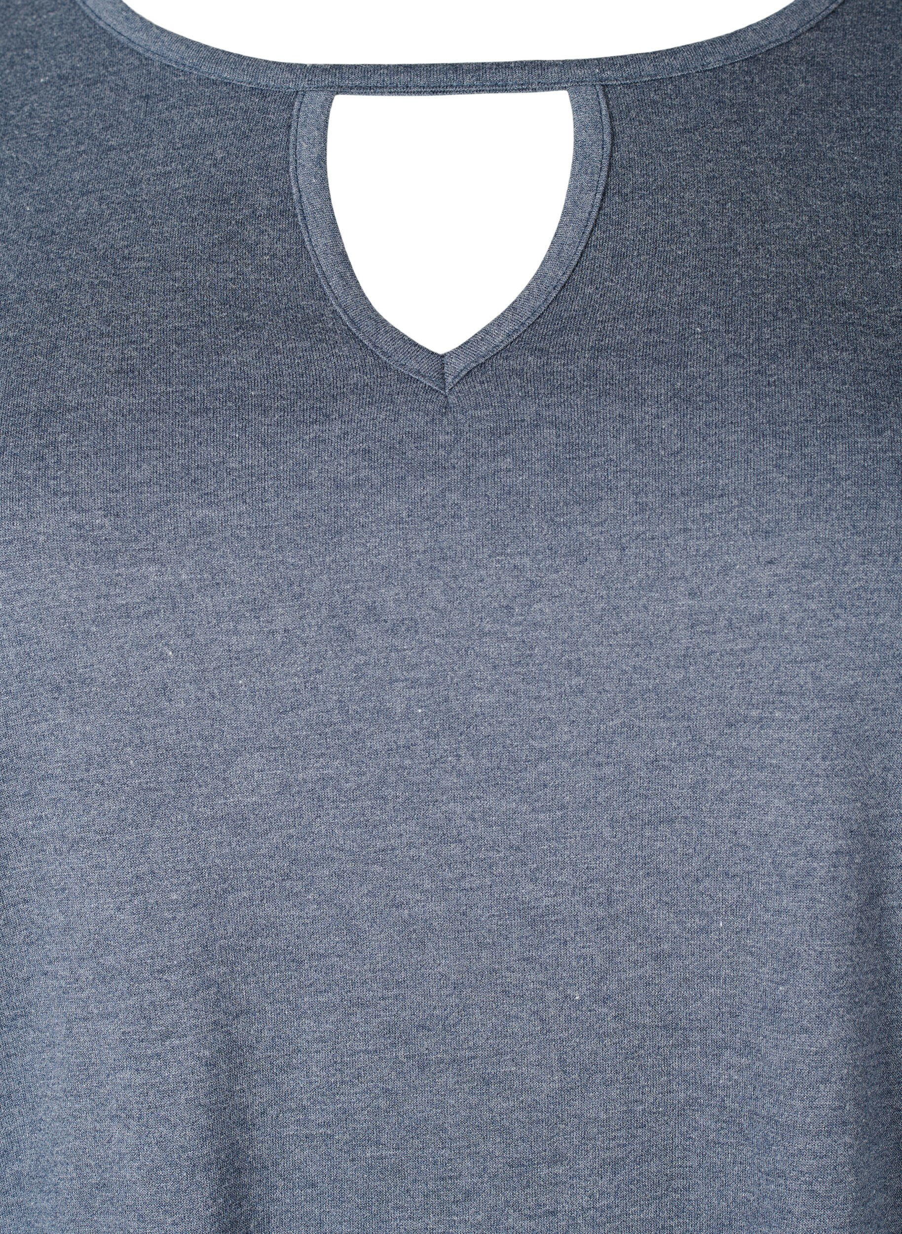 Zizzi Melange-Bluse mit langen &Auml;rmeln, Night Sky Mel. , Packshot image number 2